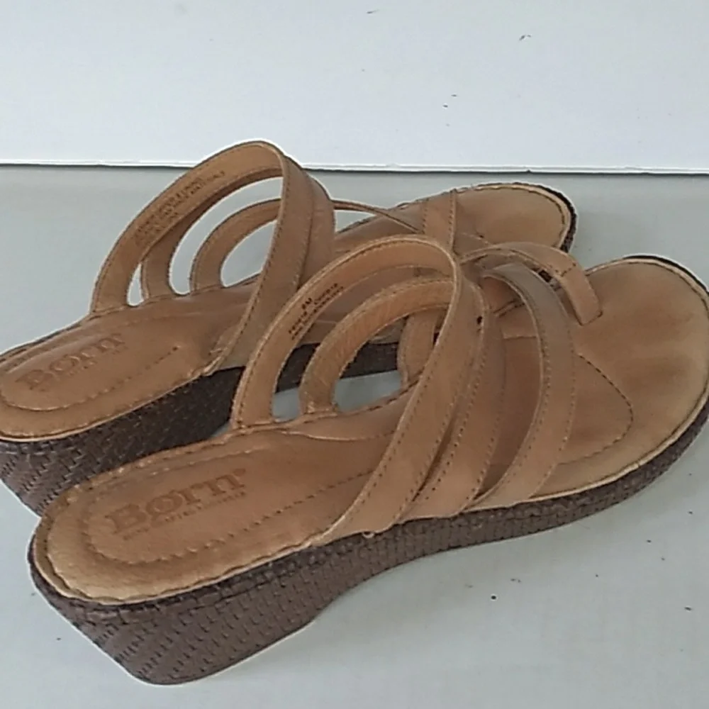 Tan Strappy Comfort‎ Sandals with Cork Sole Summer Casual Flat Slides